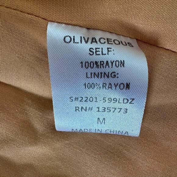 Olivaceous Tie Back Midi Dress Size M Chevron Orange Blue Tiered Boho - Picture 7 of 9